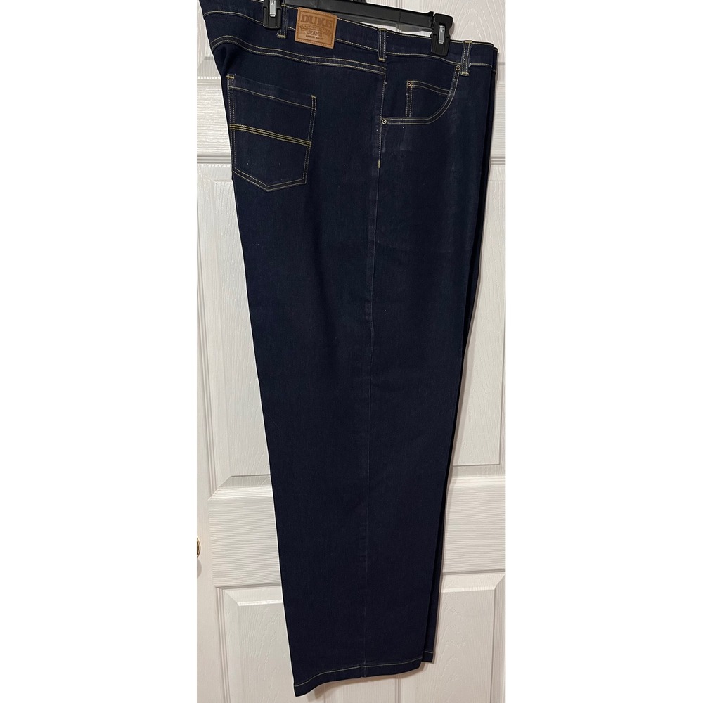Duke Authentic Fit Mens Dark Wash Indigo Stretch Straight Leg Jeans 44L‎